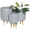 image:imageDeco 79 Magnesium Oxide Round Planter Set of 3 18 16 14H GrayGray