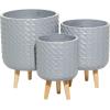 image:imageDeco 79 Magnesium Oxide Round Planter Set of 3 18 16 14H GrayGray