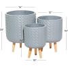 image:imageDeco 79 Magnesium Oxide Round Planter Set of 3 18 16 14H GrayGray