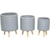 image:imageDeco 79 Magnesium Oxide Round Planter Set of 3 18 16 14H GrayWhite