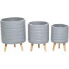 image:imageDeco 79 Magnesium Oxide Round Planter Set of 3 18 16 14H GrayWhite
