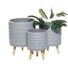 image:imageDeco 79 Magnesium Oxide Round Planter Set of 3 18 16 14H GrayWhite