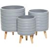 image:imageDeco 79 Magnesium Oxide Round Planter Set of 3 18 16 14H GrayWhite