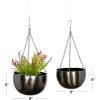 image:imageDeco 79 Metal Indoor Outdoor Wall Planter Indoor Outdoor Hanging Dome Hanging Planter with Chain Set of 2 Plant Hanger 5 7H BlackBlack