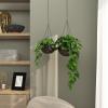 image:imageDeco 79 Metal Indoor Outdoor Wall Planter Indoor Outdoor Hanging Dome Hanging Planter with Chain Set of 2 Plant Hanger 5 7H BlackBlack