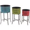 image:imageDeco 79 Metal Indoor Outdoor Planter Farmers Market Large Planter Pot Set of 3 Planters 22 25 28H Multi Colored