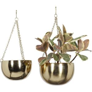 image:imageDeco 79 Metal Indoor Outdoor Wall Planter Indoor Outdoor Hanging Dome Hanging Planter with Chain Set of 2 Plant Hanger 5 7H BlackGold