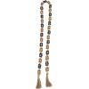 image:imageDeco 79 Mango Wood Handmade Round Double Layered Long Carved Garland with Tassel with Black and Cream Accents 80 x 2 x 2 Brown
