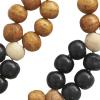 image:imageDeco 79 Mango Wood Handmade Round Double Layered Long Carved Garland with Tassel with Black and Cream Accents 80 x 2 x 2 Brown