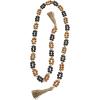 image:imageDeco 79 Mango Wood Handmade Round Double Layered Long Carved Garland with Tassel with Black and Cream Accents 80 x 2 x 2 Brown
