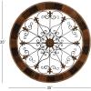 image:imageDeco 79 Wood Scroll Home Wall Decor Medallion Wall Sculpture with Metal FleurDeLis Detail Wall Art 35 x 1 x 35 BrownBrown