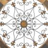 image:imageDeco 79 Wood Scroll Home Wall Decor Medallion Wall Sculpture with Metal FleurDeLis Detail Wall Art 35 x 1 x 35 BrownBrown