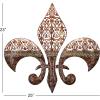 image:imageDeco 79 Wood Scroll Home Wall Decor Medallion Wall Sculpture with Metal FleurDeLis Detail Wall Art 35 x 1 x 35 BrownBrown