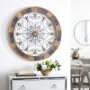 image:imageDeco 79 Wood Scroll Home Wall Decor Medallion Wall Sculpture with Metal FleurDeLis Detail Wall Art 35 x 1 x 35 BrownBrown