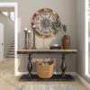 image:imageDeco 79 Wood Scroll Home Wall Decor Medallion Wall Sculpture with Metal FleurDeLis Detail Wall Art 35 x 1 x 35 BrownBrown
