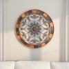 image:imageDeco 79 Wood Scroll Home Wall Decor Medallion Wall Sculpture with Metal FleurDeLis Detail Wall Art 35 x 1 x 35 BrownBrown