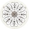 image:imageDeco 79 Wood Scroll Home Wall Decor Medallion Wall Sculpture with Metal FleurDeLis Detail Wall Art 35 x 1 x 35 BrownWhite