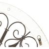 image:imageDeco 79 Wood Scroll Home Wall Decor Medallion Wall Sculpture with Metal FleurDeLis Detail Wall Art 35 x 1 x 35 BrownWhite