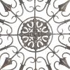 image:imageDeco 79 Wood Scroll Home Wall Decor Medallion Wall Sculpture with Metal FleurDeLis Detail Wall Art 35 x 1 x 35 BrownWhite