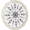 image:imageDeco 79 Wood Scroll Home Wall Decor Medallion Wall Sculpture with Metal FleurDeLis Detail Wall Art 35 x 1 x 35 BrownWhite