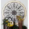 image:imageDeco 79 Wood Scroll Home Wall Decor Medallion Wall Sculpture with Metal FleurDeLis Detail Wall Art 35 x 1 x 35 BrownWhite