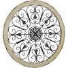 image:imageDeco 79 Wood Scroll Home Wall Decor Medallion Wall Sculpture with Metal FleurDeLis Detail Wall Art 35 x 1 x 35 BrownWhite