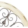image:imageDeco 79 Wood Scroll Home Wall Decor Medallion Wall Sculpture with Metal FleurDeLis Detail Wall Art 35 x 1 x 35 BrownWhite