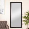image:imageDeco 79 Wooden Rectangular Minimalistic Wall Mirror 24 x 1 x 36 WhiteBlack