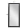 image:imageDeco 79 Wooden Rectangular Minimalistic Wall Mirror 24 x 1 x 36 WhiteBlack