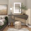 image:imageDeco 79 Wooden Rectangular Minimalistic Wall Mirror 24 x 1 x 36 WhiteWhite