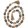 image:imageDeco 79 Mango Wood Handmade Round Double Layered Long Carved Garland with Tassel with Black and Cream Accents 80 x 2 x 2 Brown
