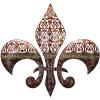 image:imageDeco 79 Wood Scroll Home Wall Decor Medallion Wall Sculpture with Metal FleurDeLis Detail Wall Art 35 x 1 x 35 BrownBrown