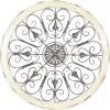 image:imageDeco 79 Wood Scroll Home Wall Decor Medallion Wall Sculpture with Metal FleurDeLis Detail Wall Art 35 x 1 x 35 BrownWhite
