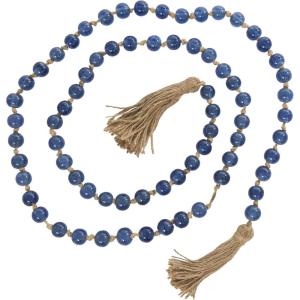 image:imageDeco 79 Glass Handmade Round Long Garland with Tassel with Knotted Brown Jute 87 x 1 x 1 Blue