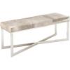 image:imageDeco 79 Leather Handmade Home Bench Cowhide Entryway Bench with Silver Metal Base Bedroom Bench 49 x 17 x 19 Gray