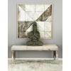 image:imageDeco 79 Leather Handmade Home Bench Cowhide Entryway Bench with Silver Metal Base Bedroom Bench 49 x 17 x 19 Gray