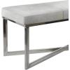 image:imageDeco 79 Leather Handmade Home Bench Cowhide Entryway Bench with Silver Metal Base Bedroom Bench 49 x 17 x 19 Gray