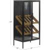 image:imageDeco 79 Metal 10 Bottle Standing Wine Rack with Wine Glass Holders and Wood Accents 21 x 15 x 40 Black21 x 15 x 40