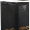 image:imageDeco 79 Metal 10 Bottle Standing Wine Rack with Wine Glass Holders and Wood Accents 21 x 15 x 40 Black21 x 15 x 40