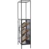 image:imageDeco 79 Metal 10 Bottle Standing Wine Rack with Wine Glass Holders and Wood Accents 21 x 15 x 40 Black24 x 14 x 67