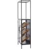 image:imageDeco 79 Metal 10 Bottle Standing Wine Rack with Wine Glass Holders and Wood Accents 21 x 15 x 40 Black24 x 14 x 67