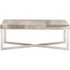 image:imageDeco 79 Leather Handmade Home Bench Cowhide Entryway Bench with Silver Metal Base Bedroom Bench 49 x 17 x 19 Gray