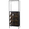image:imageDeco 79 Metal 10 Bottle Standing Wine Rack with Wine Glass Holders and Wood Accents 21 x 15 x 40 Black24 x 14 x 67