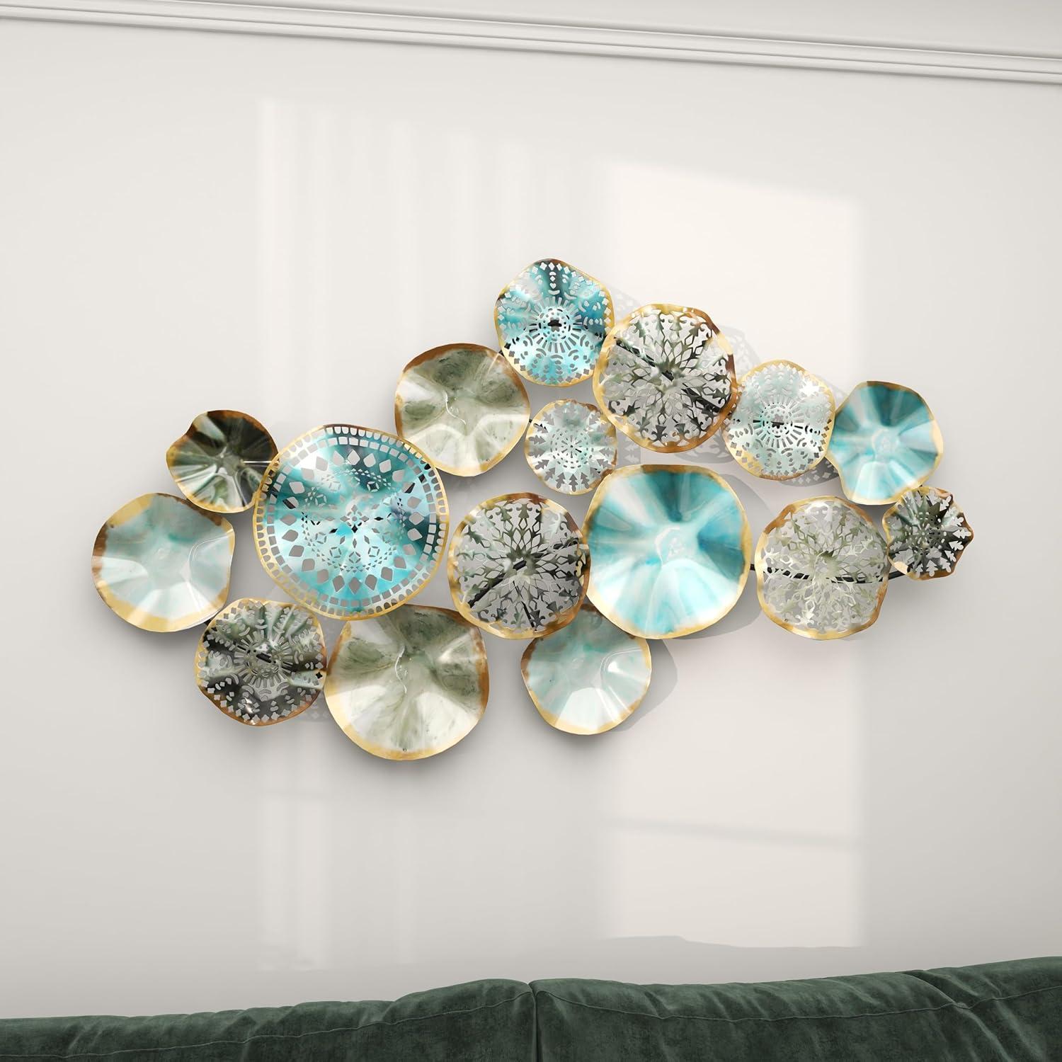 image:imageDeco 79 Metal Plate Home Wall Decor 3D Overlapping Discs Wall Sculpture Wall Art 50 x 3 x 25 Multi Colored