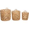 image:imageDeco 79 Fabric Handmade Decorative and Functional Storage Basket Basket Organizer with Handles Set of 3 Basket for Storage 18 16 13H Brown