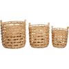 image:imageDeco 79 Fabric Handmade Decorative and Functional Storage Basket Basket Organizer with Handles Set of 3 Basket for Storage 18 16 13H Brown