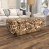 image:imageDeco 79 Driftwood Handmade Coffee Table with Layered Stick Pedestal Base and Tempered Glass Top 49 x 30 x 17 Brown