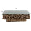 image:imageDeco 79 Driftwood Handmade Coffee Table with Layered Stick Pedestal Base and Tempered Glass Top 49 x 30 x 17 Brown