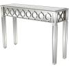 image:imageDeco 79 Glass Geometric Mirrored Console Table with Circular Panel Inlay 47 x 14 x 32 Silver