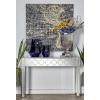 image:imageDeco 79 Glass Geometric Mirrored Console Table with Circular Panel Inlay 47 x 14 x 32 Silver